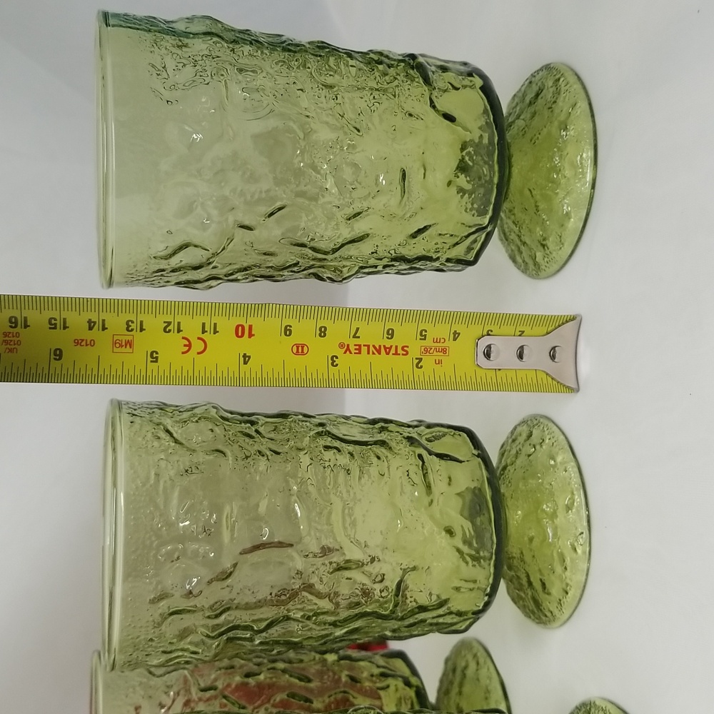 Anchor Hocking Milano Avacado Green Footed Tumblers - Picture 7 of 16